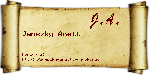 Janszky Anett névjegykártya